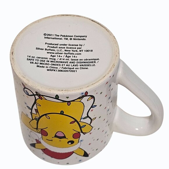 2021 Nintendo Pokémon Pikachu Santa Hat Coffee Mug Cup Christmas Stars Lights - Picture 7 of 10